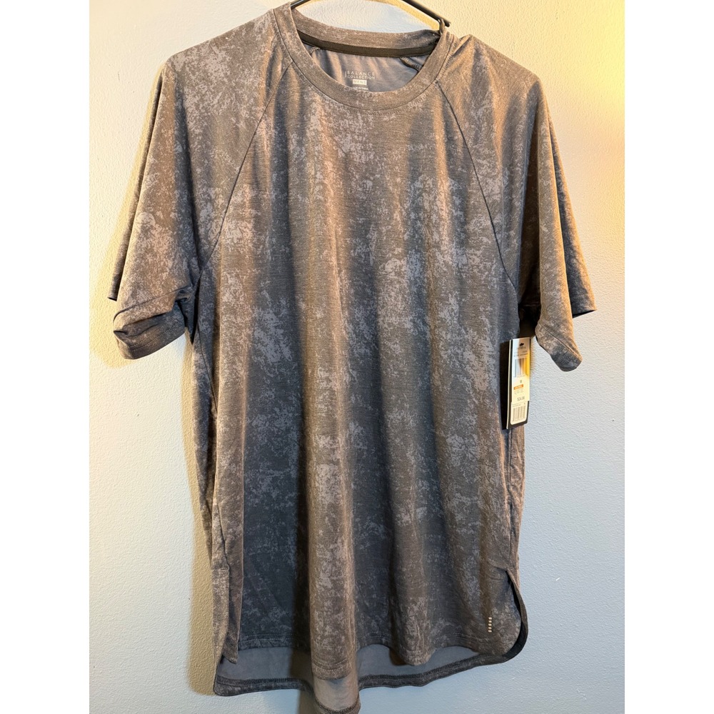Balance Collection Mens Black Concrete Stamp Raglan Active Tee BC003569 M NWT